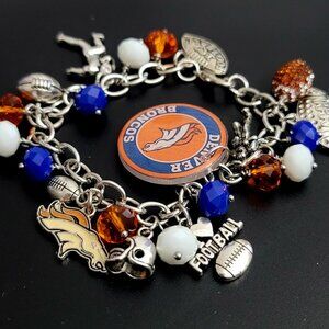 Denver Broncos Charm Bracelet | Handmade Football Fan Jewelry